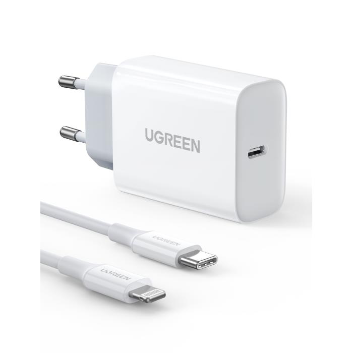 Charger UGREEN PD CD137 Combo+Type C/i6 Cable White 50698